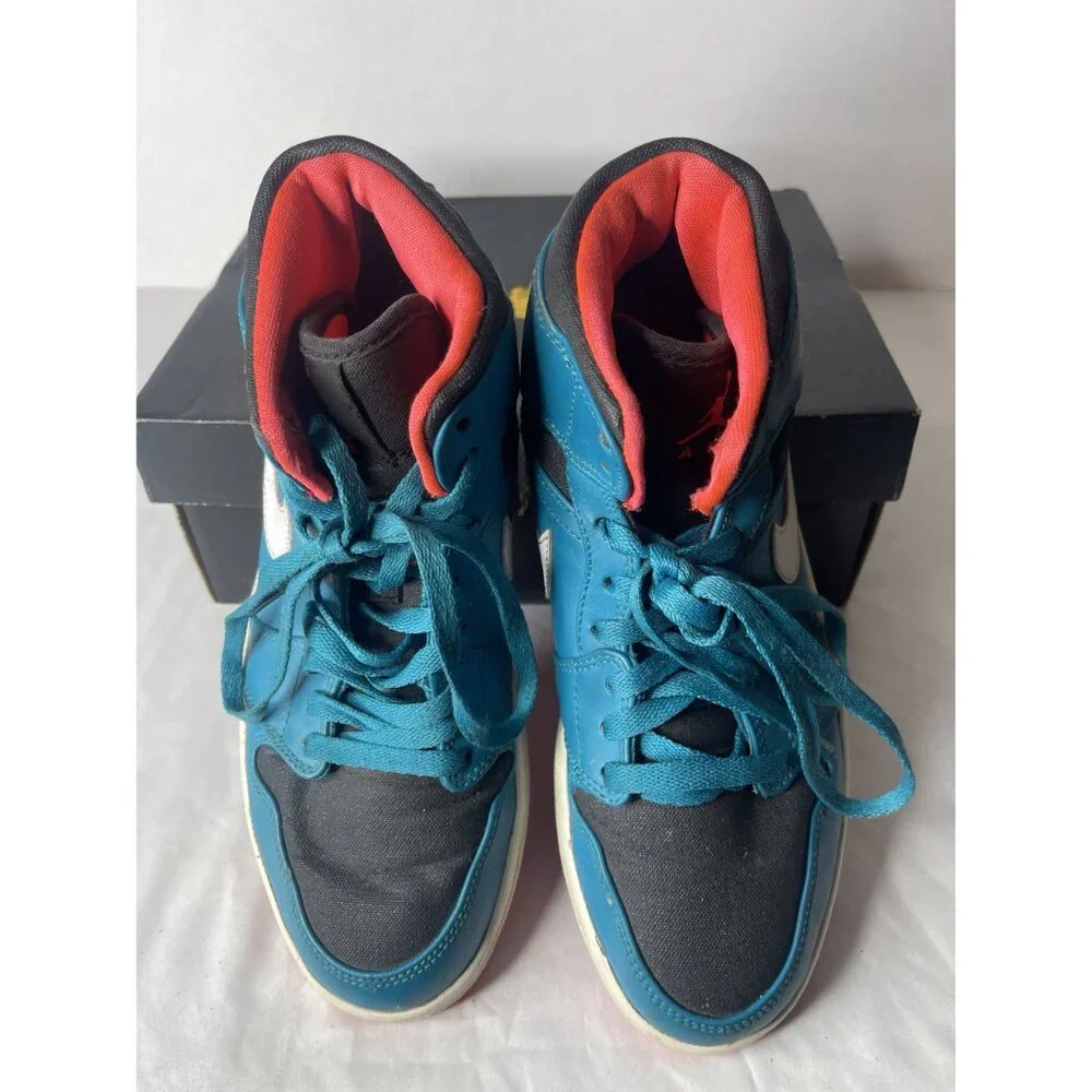 Nike Air Jordan 1 Retro Mid‎ Tropical Teal Infrared 554724-308 Sz 8 “Excellent”